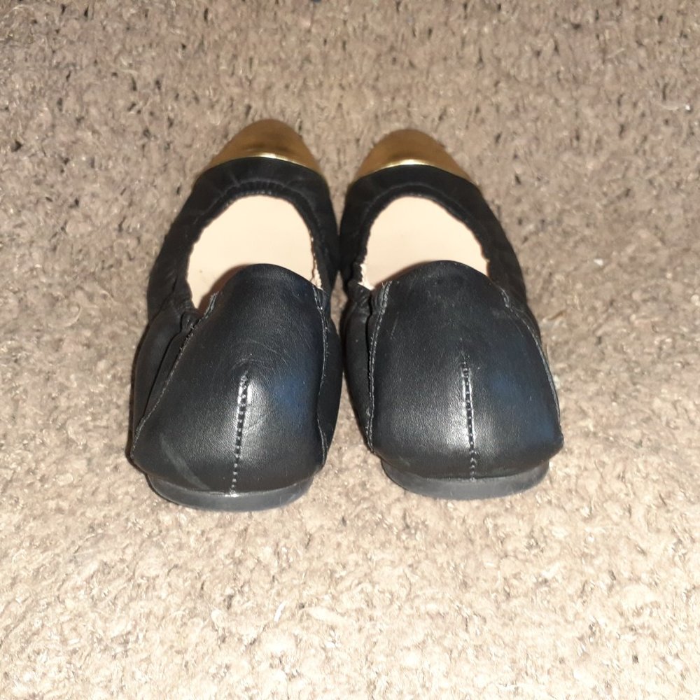 LOEFFLER RANDALL-Grier-Black Calfskin Leather w/Gold Cap Toe-Sz 7B-Excellent - Picture 5 of 7